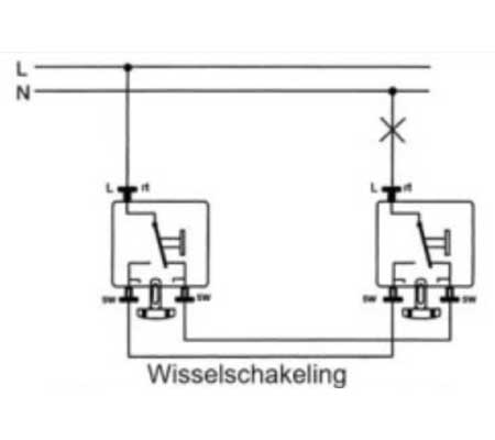 schema aansluiting wisselschakelaar