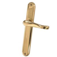 messing deurkruk met langschild